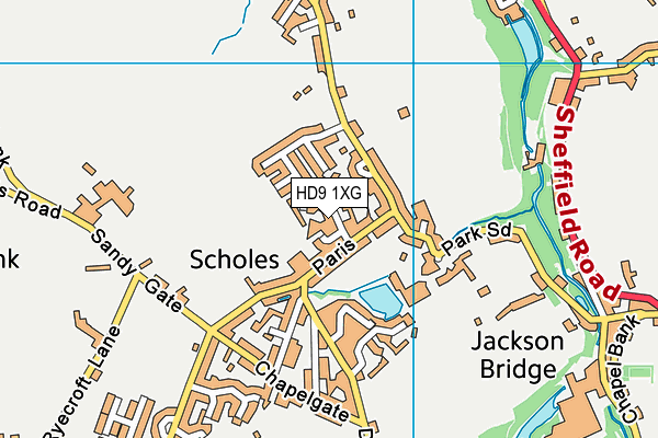 HD9 1XG map - OS VectorMap District (Ordnance Survey)