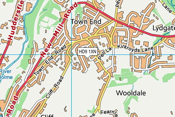 HD9 1XN map - OS VectorMap District (Ordnance Survey)