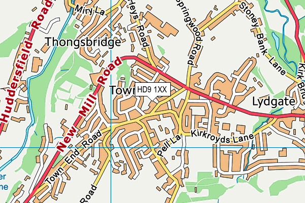 HD9 1XX map - OS VectorMap District (Ordnance Survey)