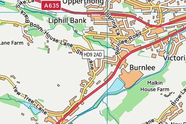 HD9 2AD map - OS VectorMap District (Ordnance Survey)