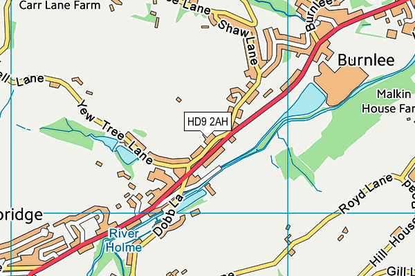 HD9 2AH map - OS VectorMap District (Ordnance Survey)