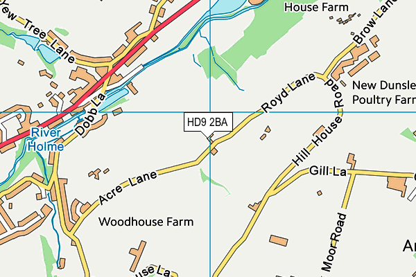 HD9 2BA map - OS VectorMap District (Ordnance Survey)