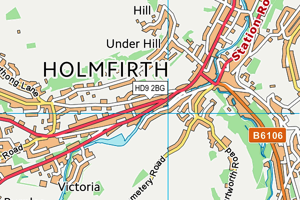 HD9 2BG map - OS VectorMap District (Ordnance Survey)