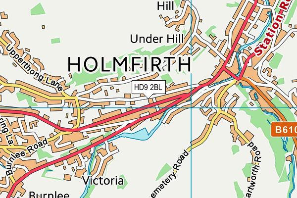 HD9 2BL map - OS VectorMap District (Ordnance Survey)