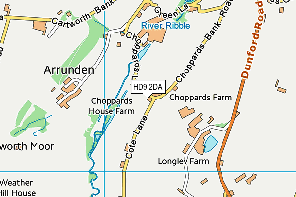 HD9 2DA map - OS VectorMap District (Ordnance Survey)