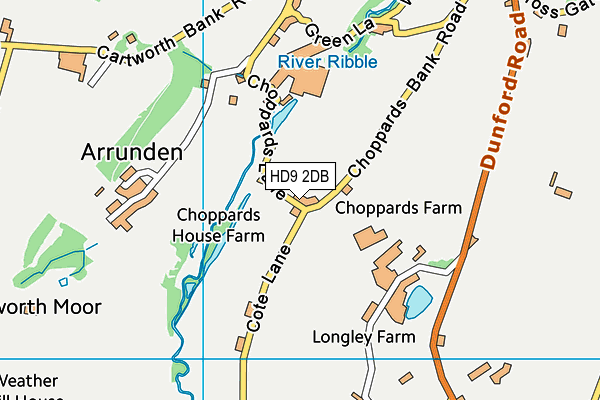 HD9 2DB map - OS VectorMap District (Ordnance Survey)