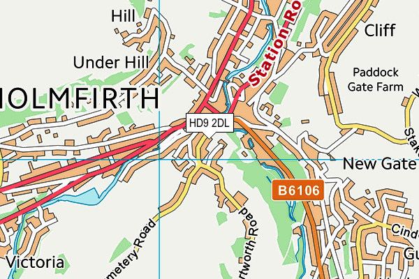 HD9 2DL map - OS VectorMap District (Ordnance Survey)