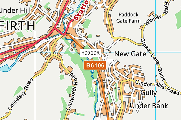 HD9 2DR map - OS VectorMap District (Ordnance Survey)