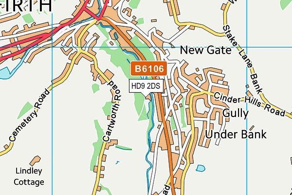 HD9 2DS map - OS VectorMap District (Ordnance Survey)