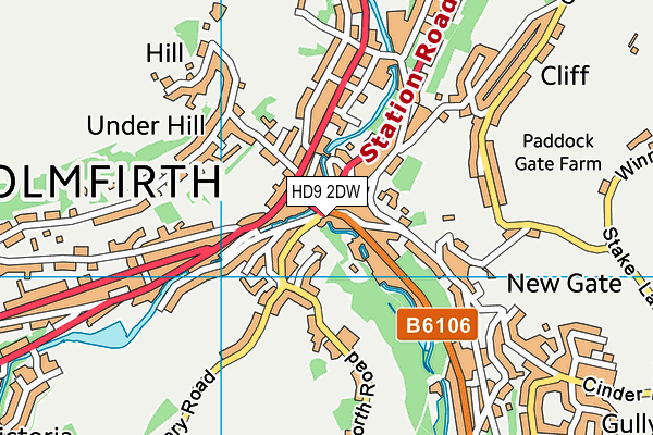 HD9 2DW map - OS VectorMap District (Ordnance Survey)