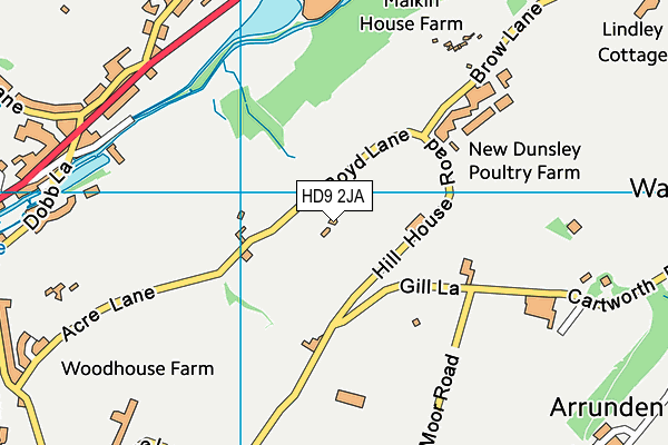 HD9 2JA map - OS VectorMap District (Ordnance Survey)