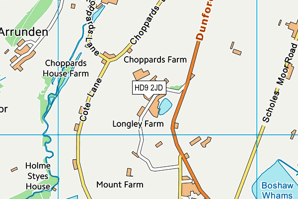 HD9 2JD map - OS VectorMap District (Ordnance Survey)