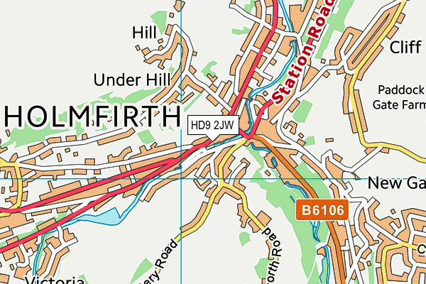 HD9 2JW map - OS VectorMap District (Ordnance Survey)