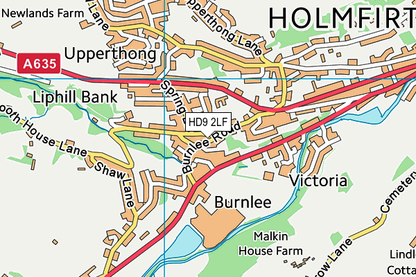HD9 2LF map - OS VectorMap District (Ordnance Survey)