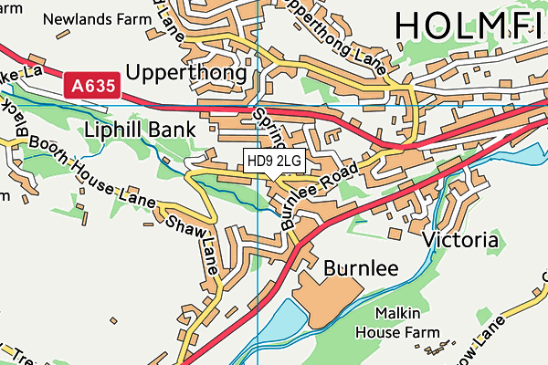 HD9 2LG map - OS VectorMap District (Ordnance Survey)