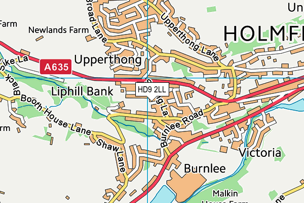 HD9 2LL map - OS VectorMap District (Ordnance Survey)