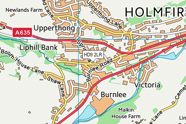 HD9 2LR map - OS VectorMap District (Ordnance Survey)
