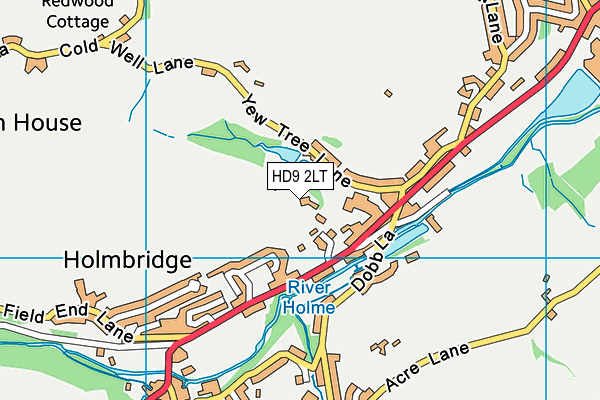 HD9 2LT map - OS VectorMap District (Ordnance Survey)