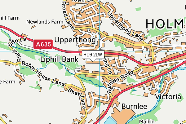 HD9 2LW map - OS VectorMap District (Ordnance Survey)