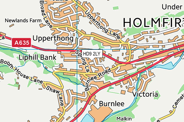 HD9 2LY map - OS VectorMap District (Ordnance Survey)