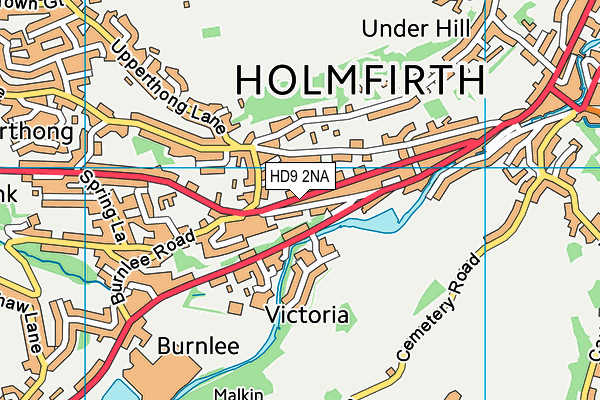 HD9 2NA map - OS VectorMap District (Ordnance Survey)