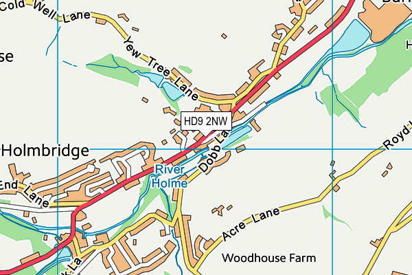 Holmbridge Recreation Ground map (HD9 2NW) - OS VectorMap District (Ordnance Survey)
