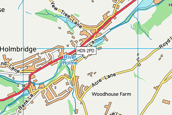 HD9 2PD map - OS VectorMap District (Ordnance Survey)