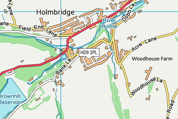 HD9 2PL map - OS VectorMap District (Ordnance Survey)