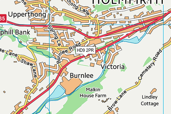 HD9 2PR map - OS VectorMap District (Ordnance Survey)