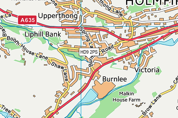 HD9 2PS map - OS VectorMap District (Ordnance Survey)