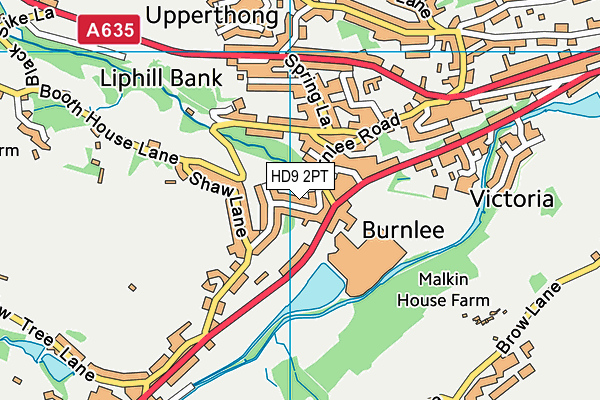 HD9 2PT map - OS VectorMap District (Ordnance Survey)