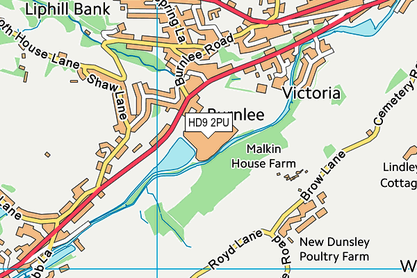 HD9 2PU map - OS VectorMap District (Ordnance Survey)