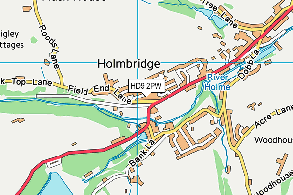 HD9 2PW map - OS VectorMap District (Ordnance Survey)