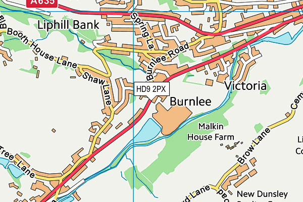 HD9 2PX map - OS VectorMap District (Ordnance Survey)