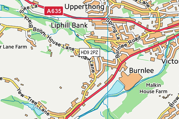 HD9 2PZ map - OS VectorMap District (Ordnance Survey)