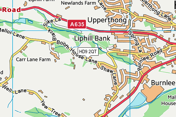 HD9 2QT map - OS VectorMap District (Ordnance Survey)