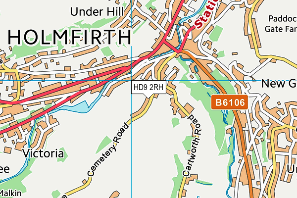 HD9 2RH map - OS VectorMap District (Ordnance Survey)
