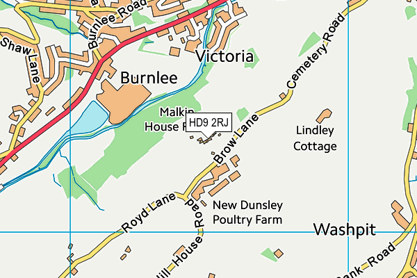 HD9 2RJ map - OS VectorMap District (Ordnance Survey)