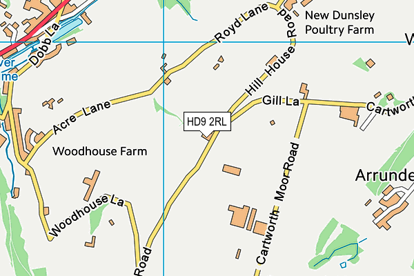 HD9 2RL map - OS VectorMap District (Ordnance Survey)