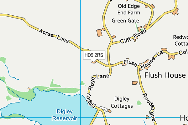 HD9 2RS map - OS VectorMap District (Ordnance Survey)