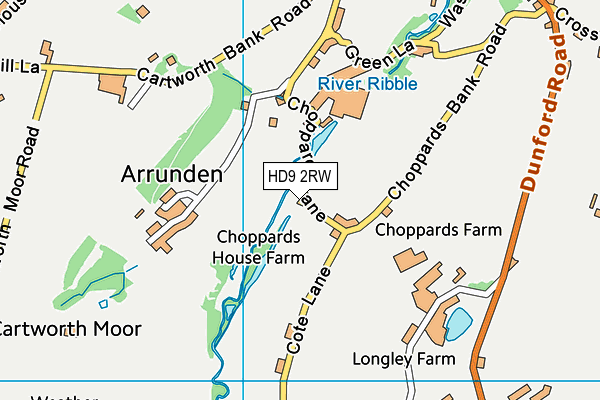 HD9 2RW map - OS VectorMap District (Ordnance Survey)