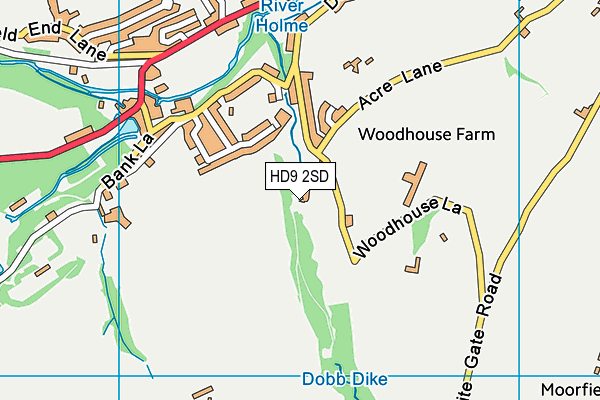 HD9 2SD map - OS VectorMap District (Ordnance Survey)