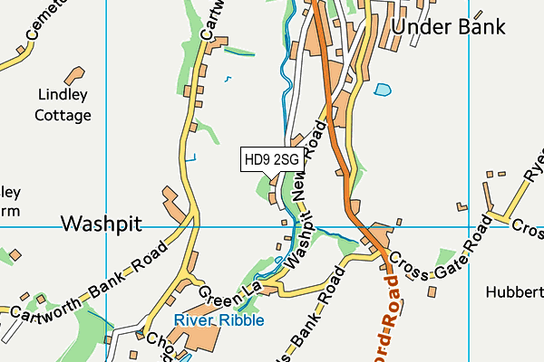 HD9 2SG map - OS VectorMap District (Ordnance Survey)