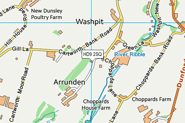 HD9 2SQ map - OS VectorMap District (Ordnance Survey)