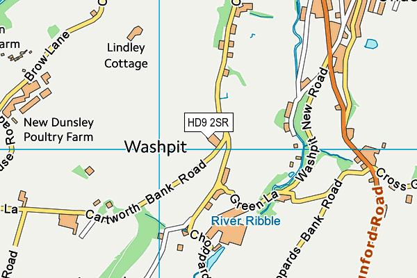 HD9 2SR map - OS VectorMap District (Ordnance Survey)