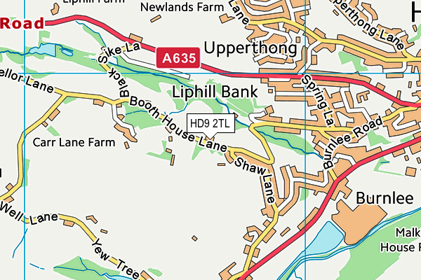 HD9 2TL map - OS VectorMap District (Ordnance Survey)