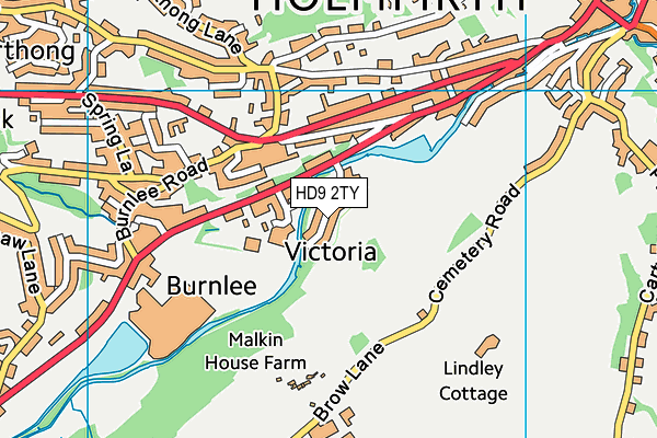 HD9 2TY map - OS VectorMap District (Ordnance Survey)