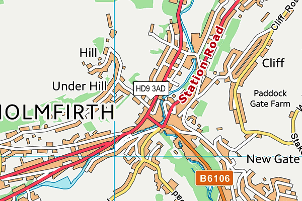 HD9 3AD map - OS VectorMap District (Ordnance Survey)