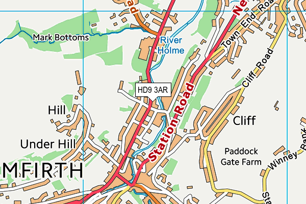 HD9 3AR map - OS VectorMap District (Ordnance Survey)