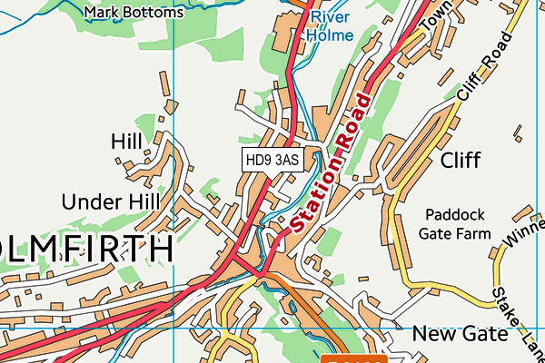 Holmfirth Civic Hall map (HD9 3AS) - OS VectorMap District (Ordnance Survey)